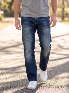 Levi’s 504 Men’s Straight Leg Jeans 36x30 Hemmed 25.5” Inseam Blue Denim
